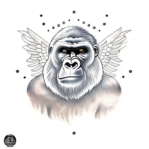 American Traditional Gorilla With Wings