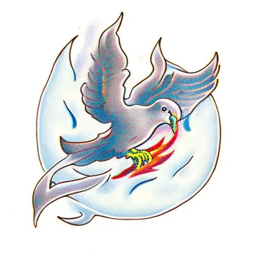 Dove With Fire Around It