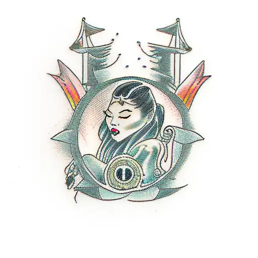 Tarot Card With Yorkie And Asian Girl