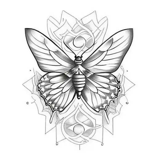 Butterfly With Small Black Flames On Its Wings