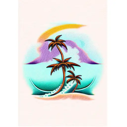 Palm Tree With Wave