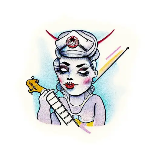 Portrait Of A Girl Playing A Guitar