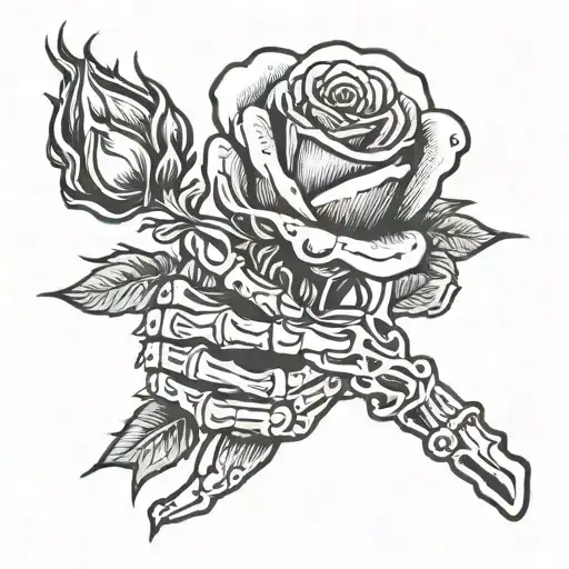 Skeleton Hand Holding A Rose