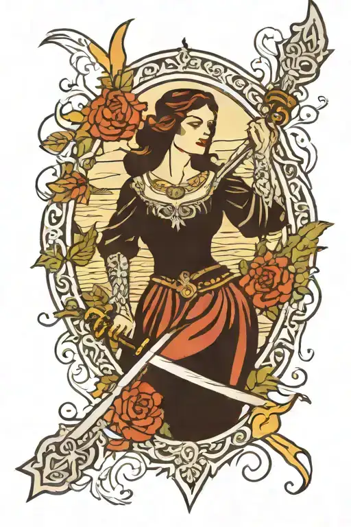 Lady Of The Lake With Sword Surrounded