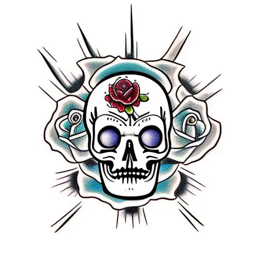 Bender Futurama Roses Skull