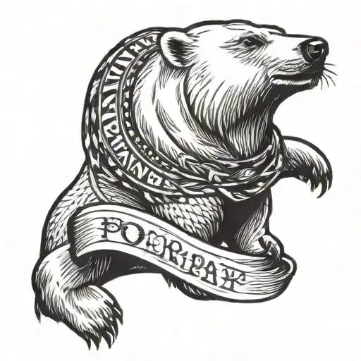 Polar Bear With Banner Wrapped Round