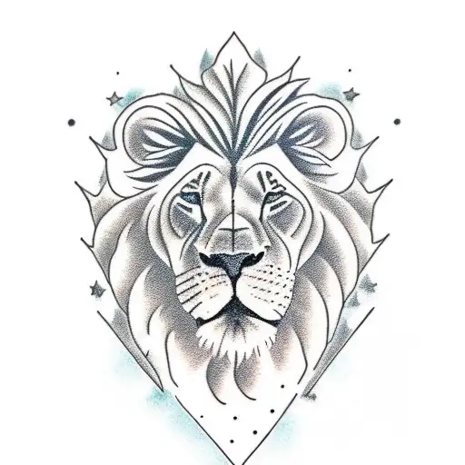 Full Lion Floating In Space