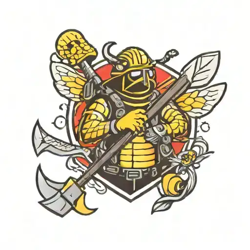 Army Soldier Bee Wildland Firefighter Holding Ax