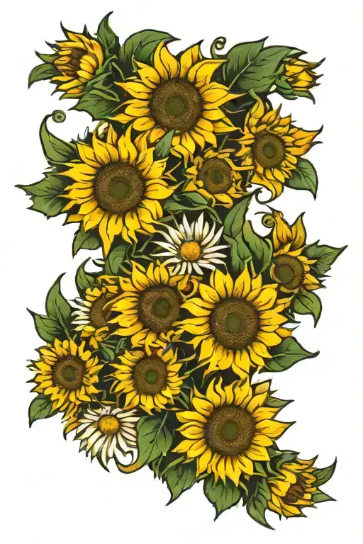 A Semi Wrap Floral Design With Sunflowers And Daisies