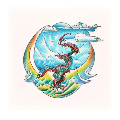 Dragon Surfing In Rainforest