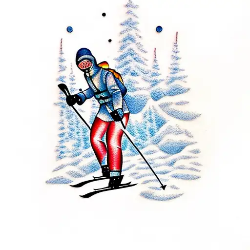 Skier In Snowy Forest
