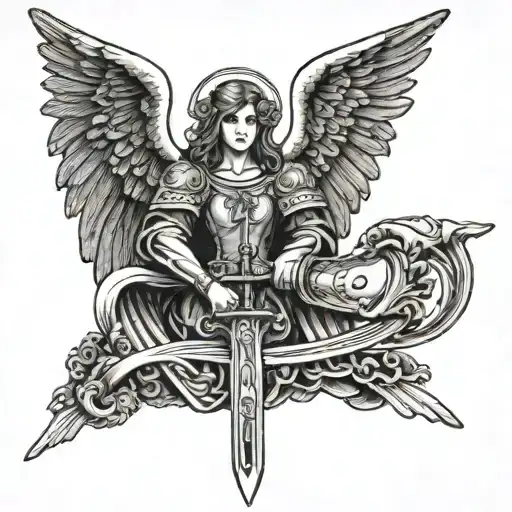 Dark Art Justice Angel Holding A Sword