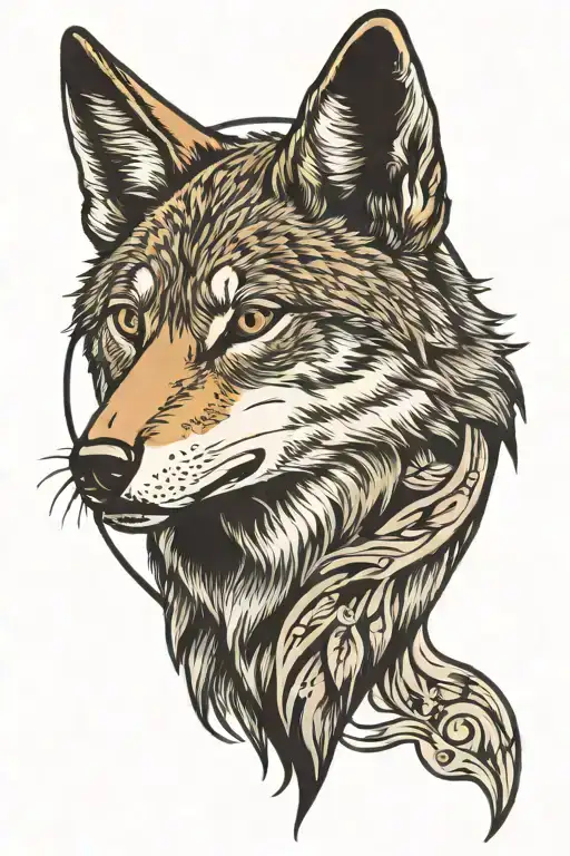 Coyote Howling Closed Mouth Head Up Full Body Full Moon In Color