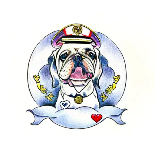 Dog Amd Its Name With Props Like Paws Or Hearts