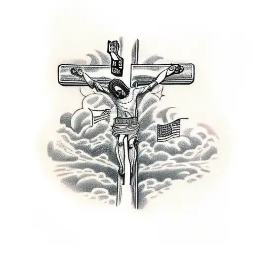 Jesus On The Cross And The Criminals Next To Him