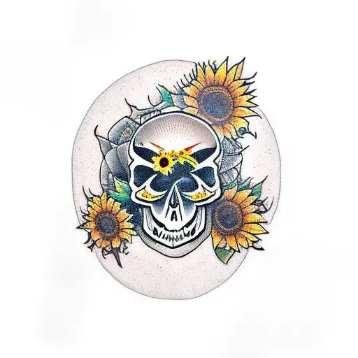 Skull With Sunflower