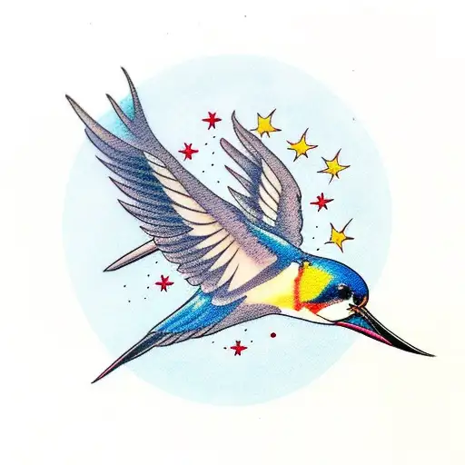 Swallow Bird With Star Inside