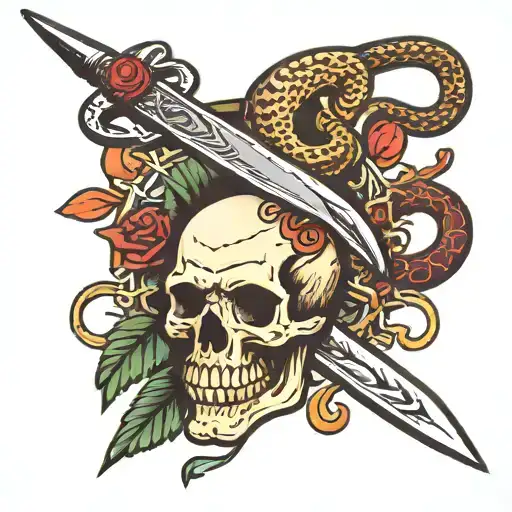 Skull Dagger And A Snake