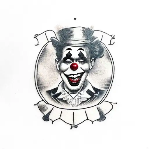 Vintage Clown Smoking Black And White