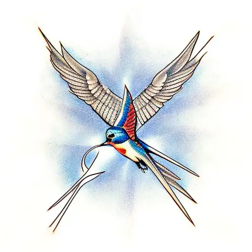 Swallow With Wings Outstretched And A Star Inside Of It