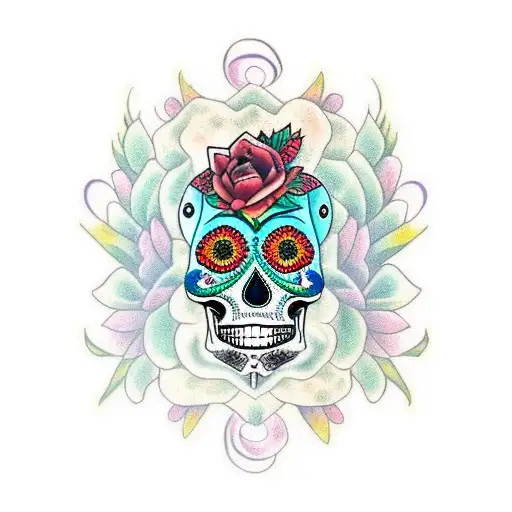 Agave Plant W Sugar Skull