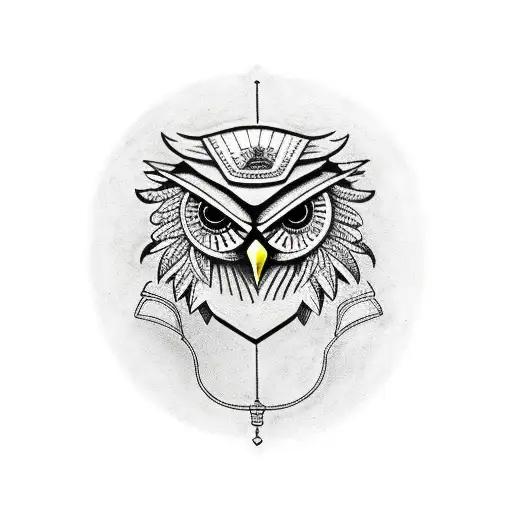 Ancient Greek Owl Head Wearing An Ancient Greek Helmet