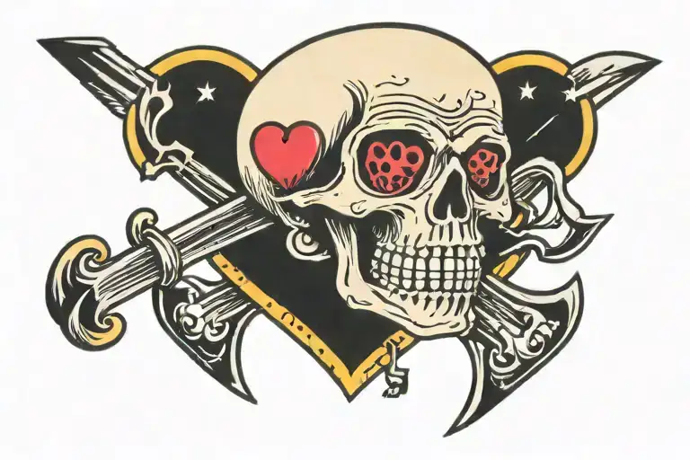A Jolly Roger With Two Sharpies And A Heart Instead Of A Skull