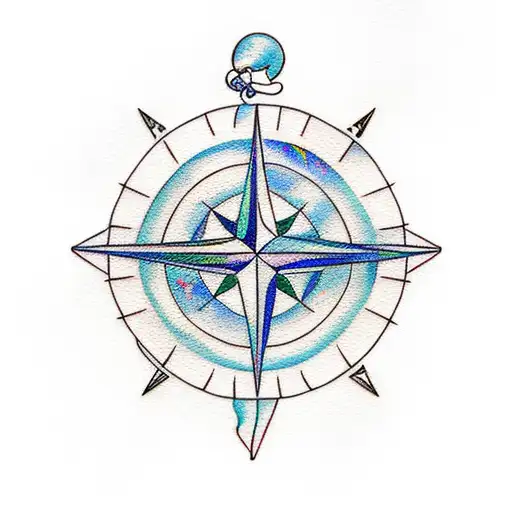 Peter Pan Compass Mountains Sea Watercolour