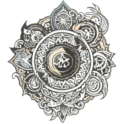 An Intricate Mandala Design Incorporating Symbols Of Different Sports