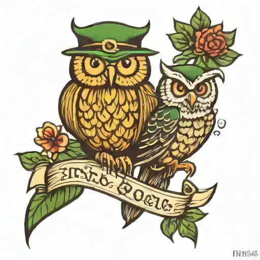 Irish Themed Tattoo Including An Owl With My Kids Names Caden And Landon