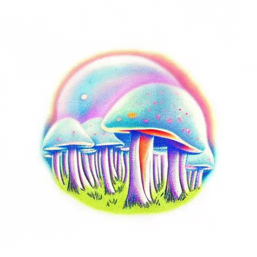 A Psychedelic Mushroom Forest With Vibrant Colors