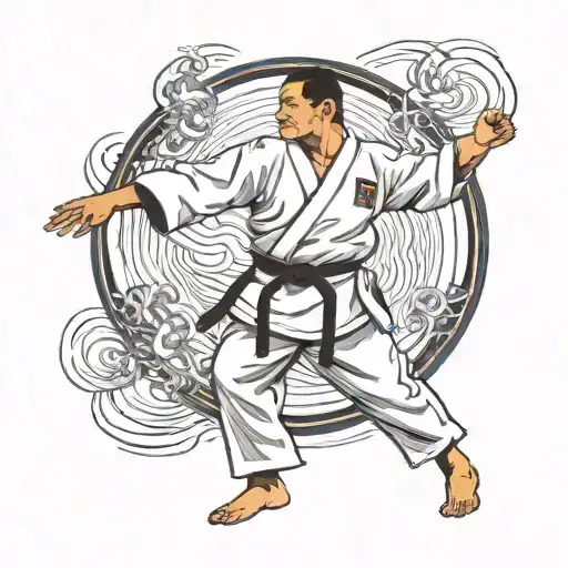 A Judo Master Executing A Perfect Throw On A Bold And Dynamic Background
