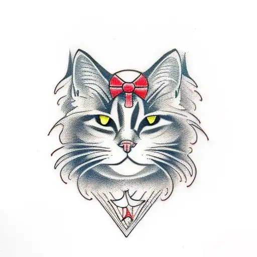 Black Cat With White Paws And Yellow Eyes