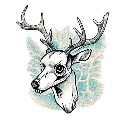 Deer Skull With Forest