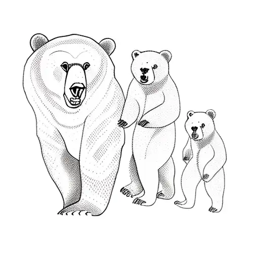 A Bear And Two Cubs