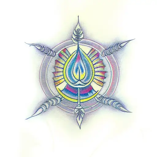 Trishul With Peacock Feather