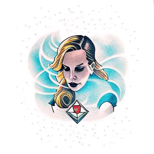 A Portrait Of Lana Del Rey Surrounded By Swirling Smoke And Mystical Symbols