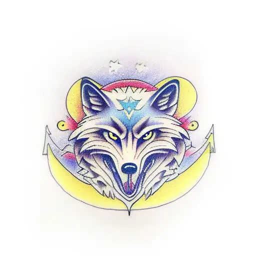 Wolf Moon And A Eagle On A Forearm