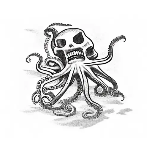 Octopus Fighting A Skeleton Pirate With A Rum Bottle