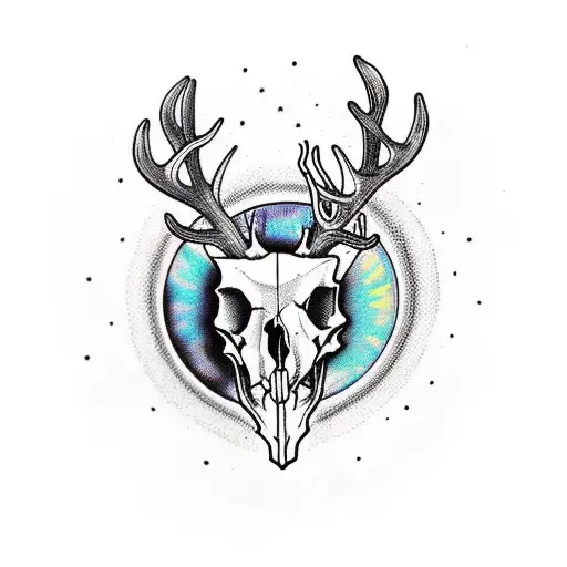 Deer Skull Inside A Black Sun