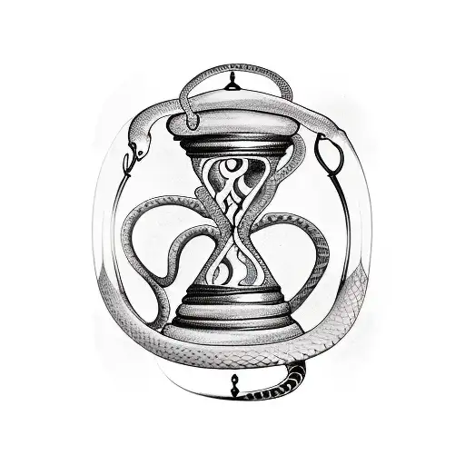 A Coiled Snake Wrapped An Hourglass