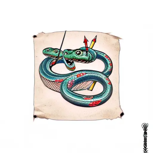 Snake Wrapped Around A Pair Of Drum Sticks