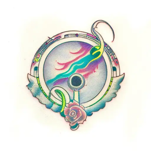 Music Stave Flowing Out Of Speaker