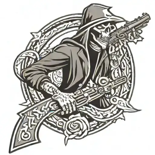 A Reaper Holding An Ak 47 Assault Rifle