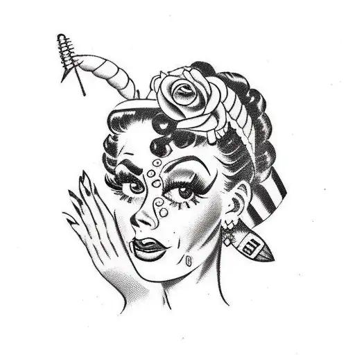 1950S Mexican Woman With Updo And Big Eyes