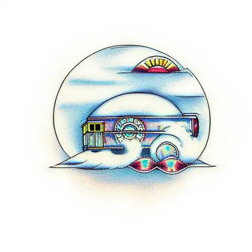 Train Caboose On Tracks Leading To Sun Shine In Heaven