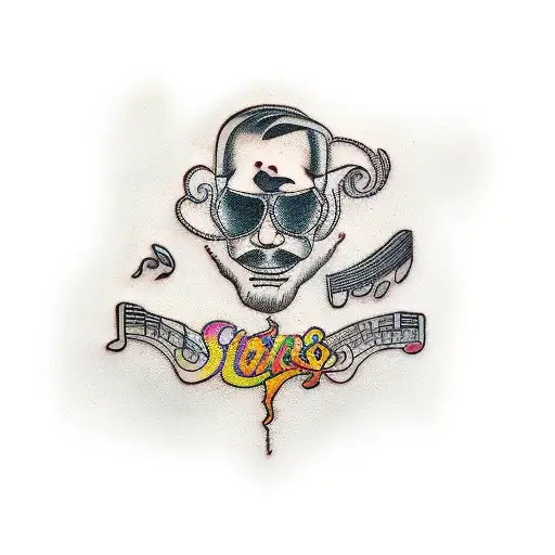 Music Staff Flowing Out Of Guitar Amplifier