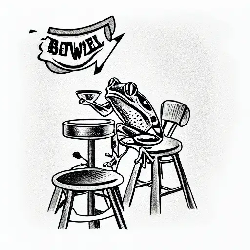 Frog Sitting On A Barstool Eating A Bowl Of Cereal