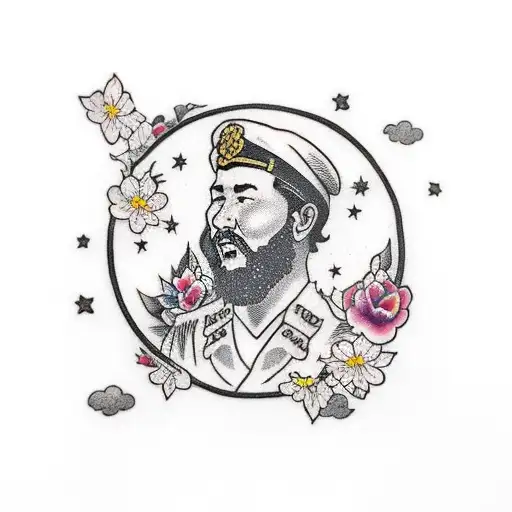 Black Clouds With Money And Roman Numerals And Cherry Blossoms Coloured