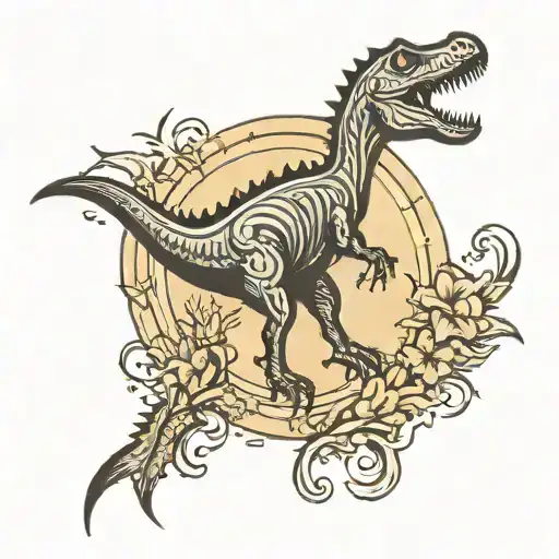 Musical Notes Forming A Silhouette Of A Dinosaur